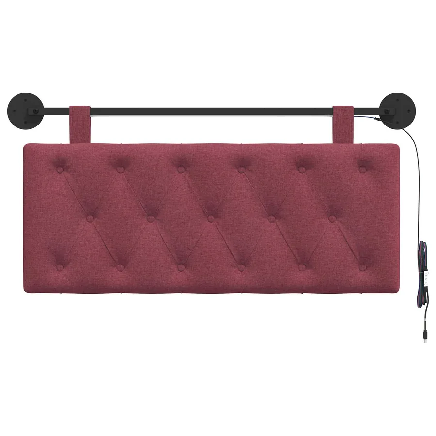 Tête de lit suspendue Avec lumière LED Bordeaux Tissu - 6