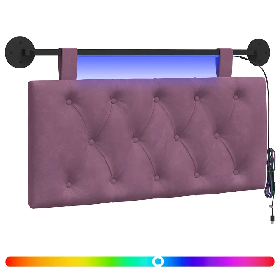 Tête de lit suspendue Avec lumière LED Pourpre Velours - 2
