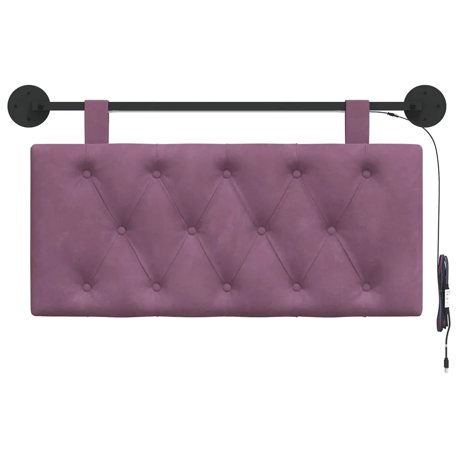 Tête de lit suspendue Avec lumière LED Pourpre Velours - 6