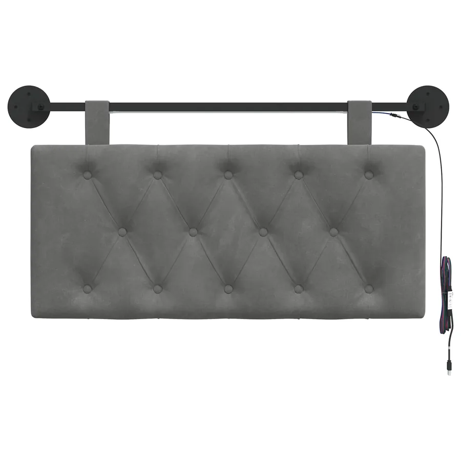 Tête de lit suspendue Avec lumière LED Gris foncé Velours - 6