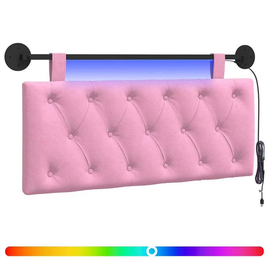 Tête de lit suspendue Avec lumière LED Rose Tissu - 2