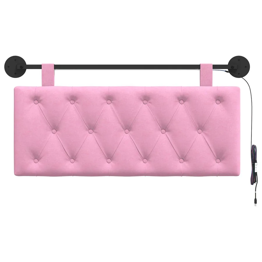 Tête de lit suspendue Avec lumière LED Rose Tissu - 6