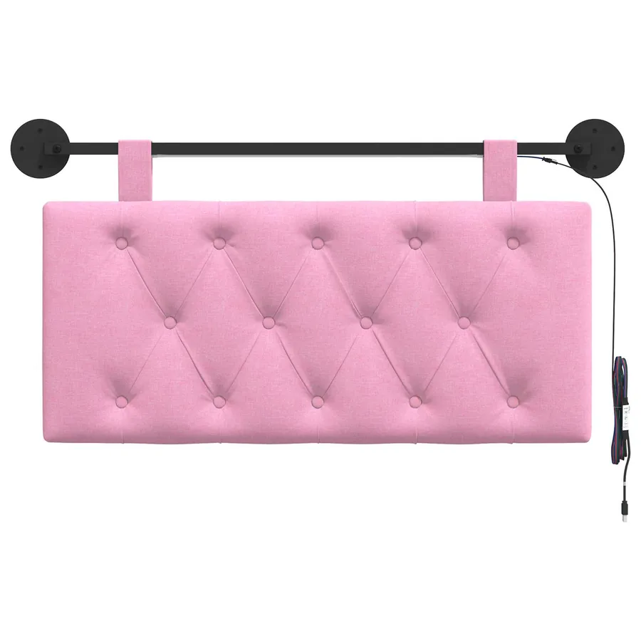 Tête de lit suspendue Avec lumière LED Rose Tissu - 6