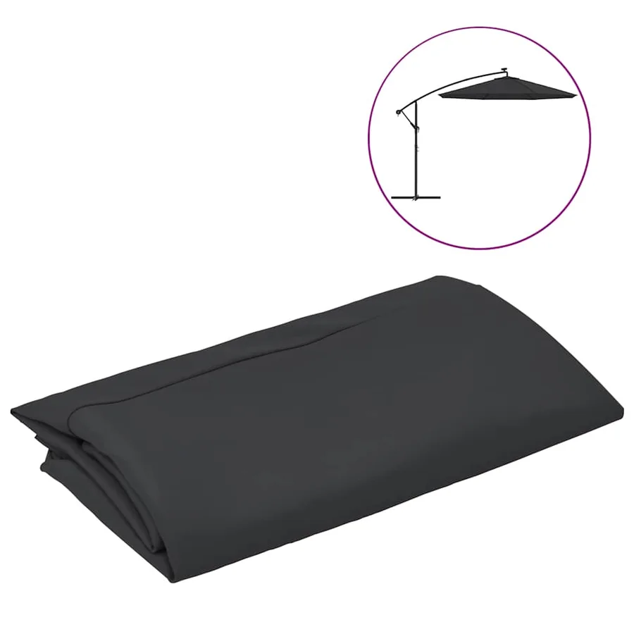 Tissu de remplacement pour parasol déporté Noir 350 cm - 2