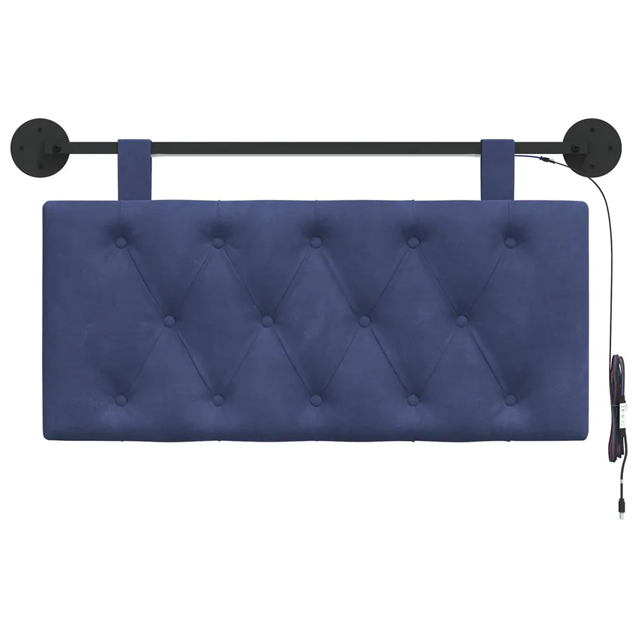 Tête de lit suspendue Avec lumière LED Bleu police Velours - 6