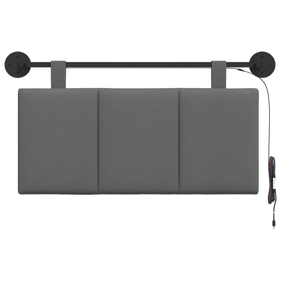 Tête de lit suspendue Avec lumière LED Gris foncé Tissu - 6