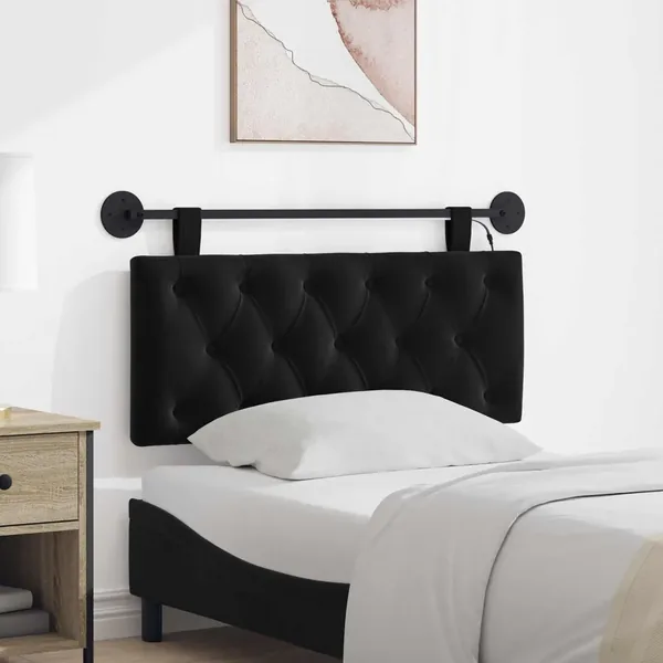 Tête de lit suspendue Avec lumière LED Noir Velours