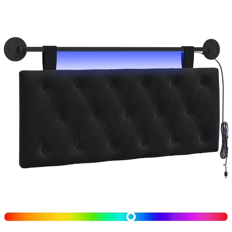 Tête de lit suspendue Avec lumière LED Noir Velours - 2