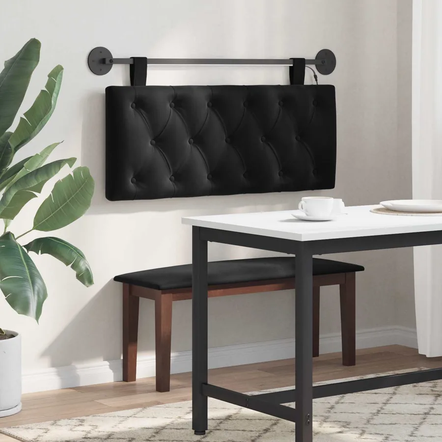 Tête de lit suspendue Avec lumière LED Noir Velours - 4