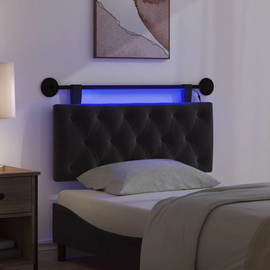 Tête de lit suspendue Avec lumière LED Noir Velours - 5