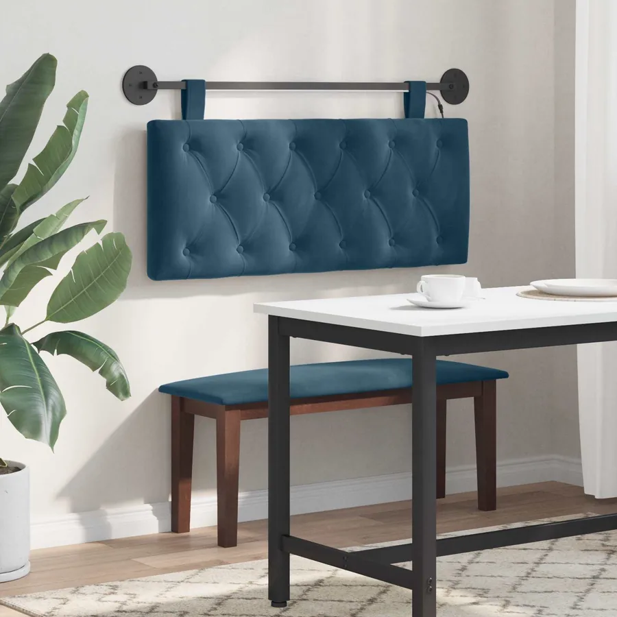 Tête de lit suspendue Avec lumière LED Bleu Velours - 4