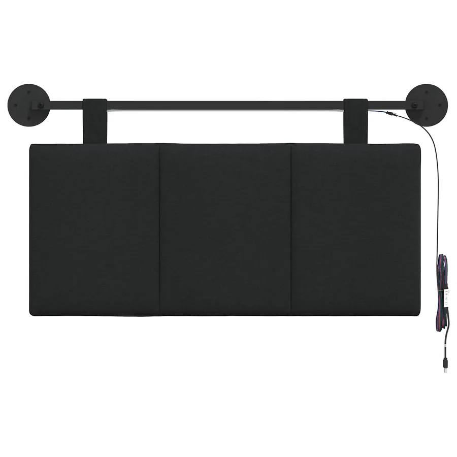 Tête de lit suspendue Avec lumière LED Noir Tissu - 6