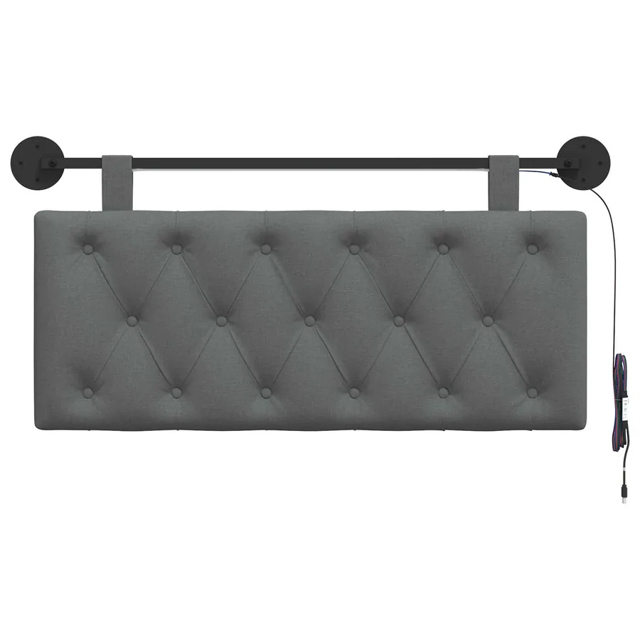 Tête de lit suspendue Avec lumière LED Gris foncé Tissu - 6