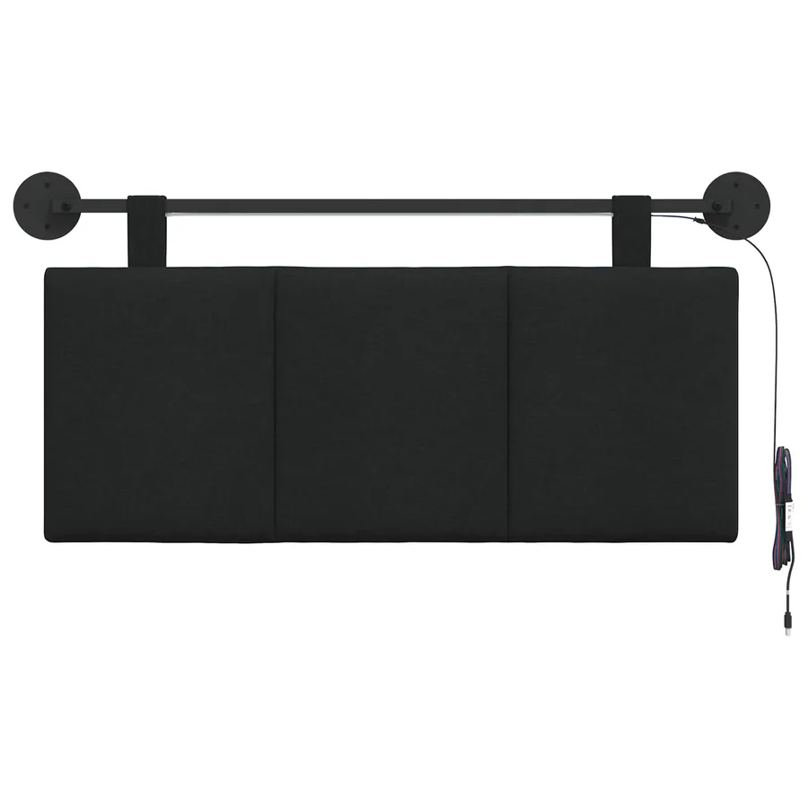 Tête de lit suspendue Avec lumière LED Noir Tissu - 6
