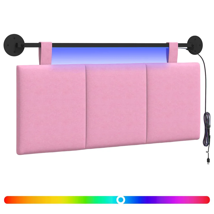 Tête de lit suspendue Avec lumière LED Rose Tissu - 2