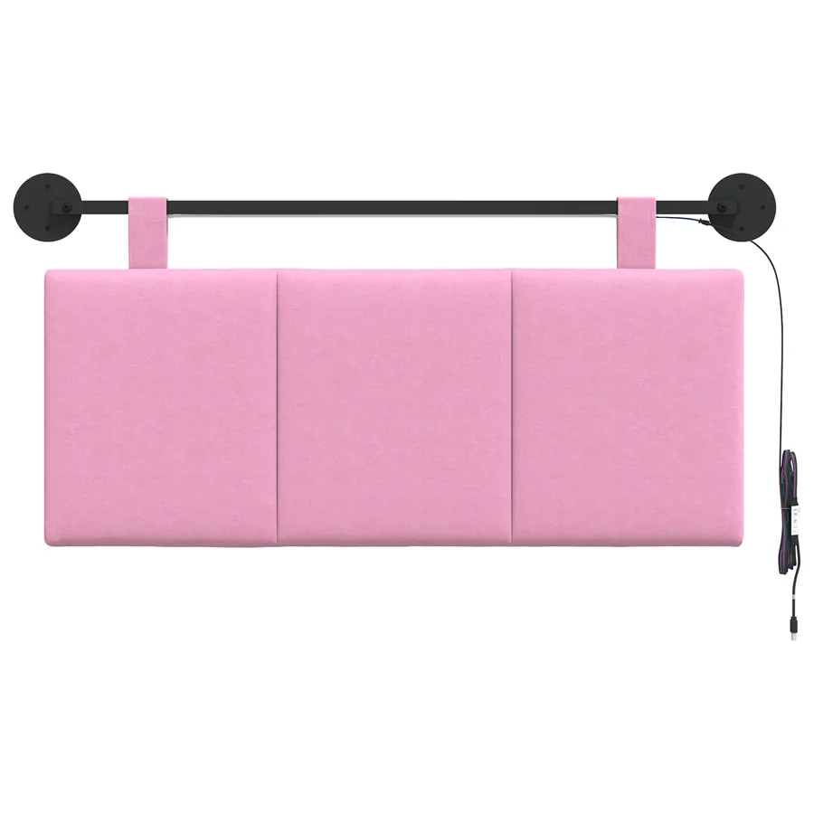 Tête de lit suspendue Avec lumière LED Rose Tissu - 6