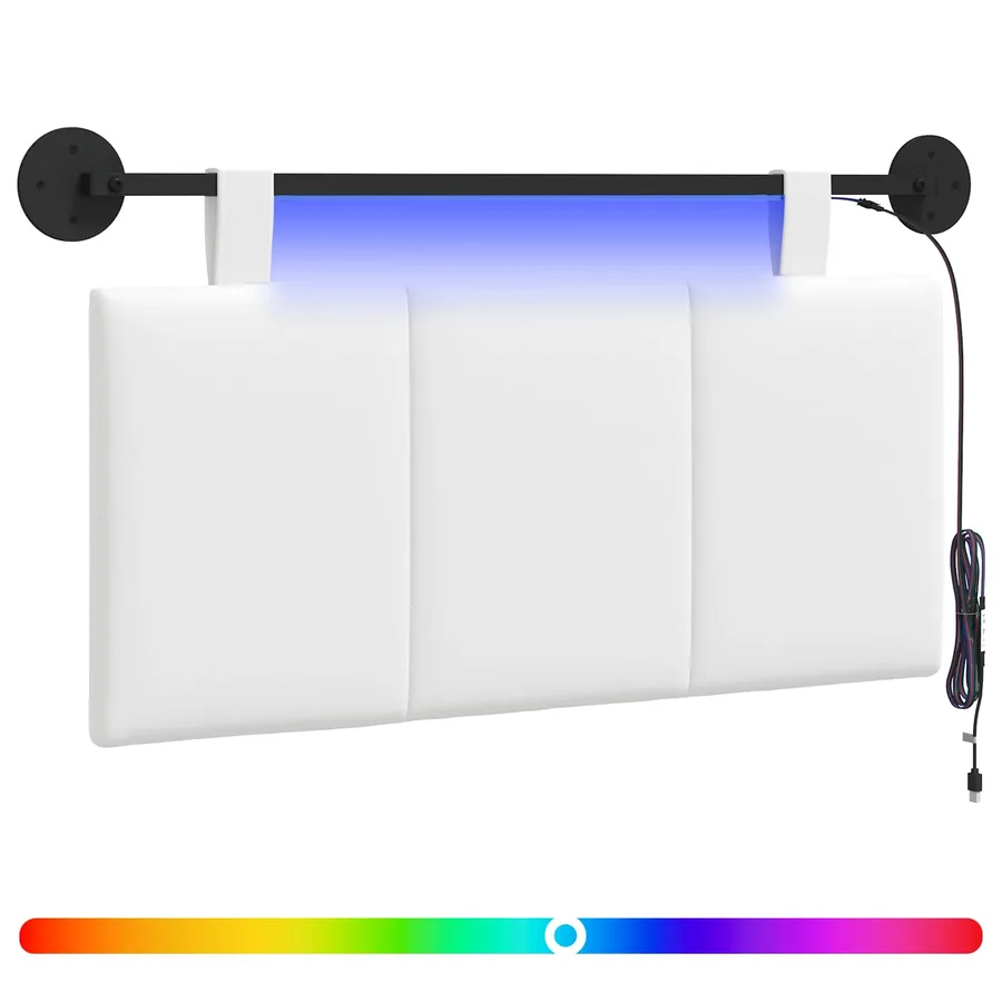 Tête de lit suspendue Avec lumière LED Blanc Tissu - 2
