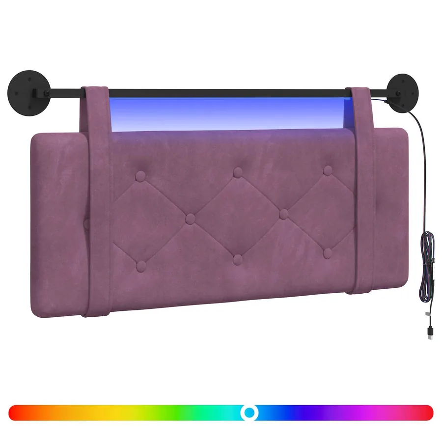 Tête de lit suspendue Avec lumière LED Pourpre Velours - 2