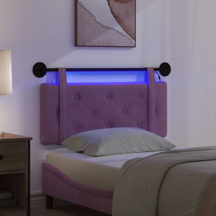 Tête de lit suspendue Avec lumière LED Pourpre Velours - 5