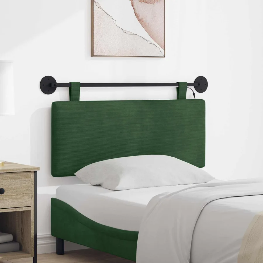 Tête de lit suspendue Vert Jungle Tissu en velours côtelé