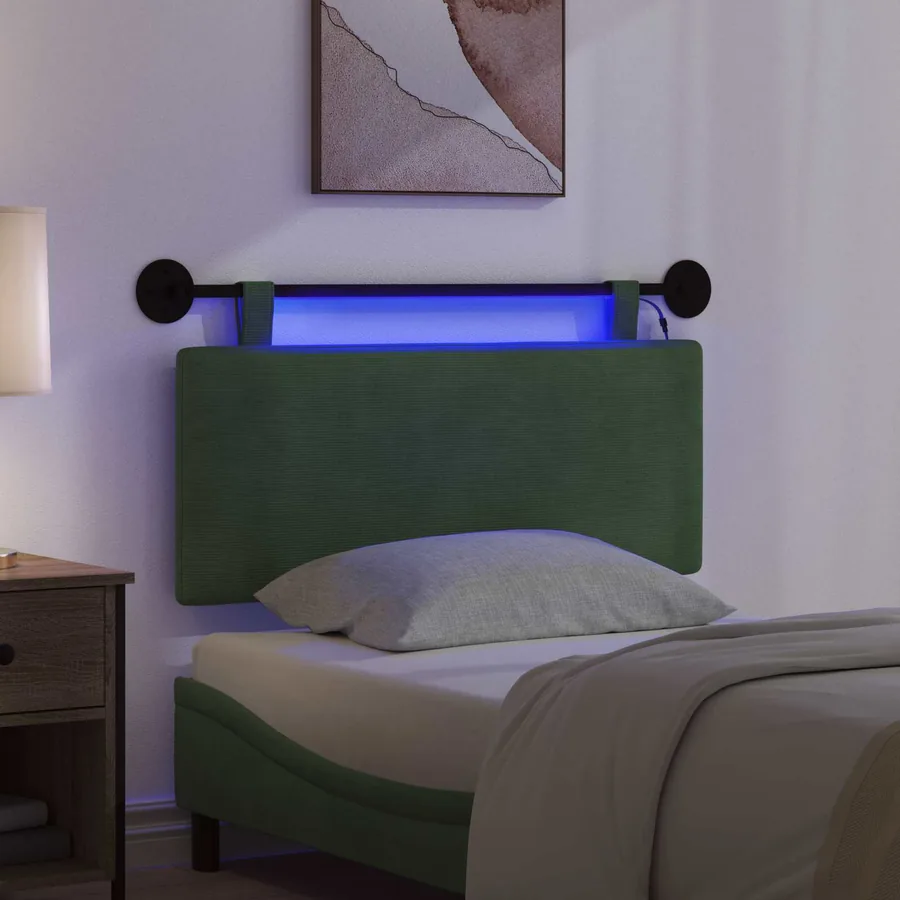 Tête de lit suspendue Vert Jungle Tissu en velours côtelé - 5