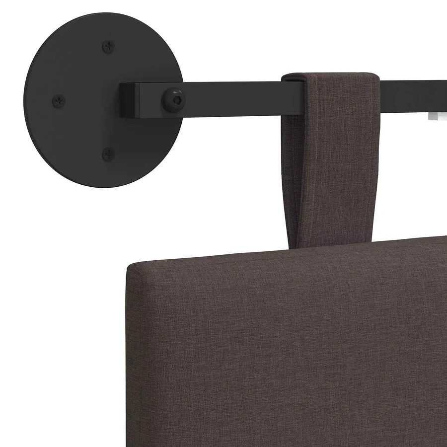 Tête de lit suspendue Avec lumière LED Marron foncé Tissu - 10