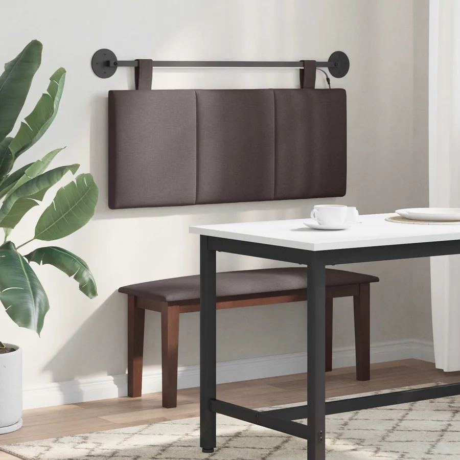 Tête de lit suspendue Avec lumière LED Marron foncé Tissu - 4