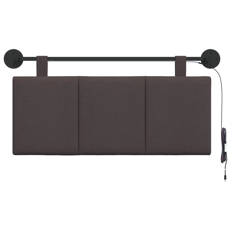 Tête de lit suspendue Avec lumière LED Marron foncé Tissu - 6