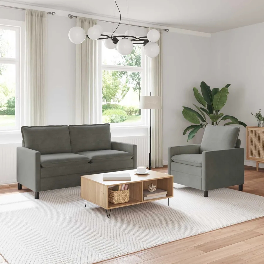 Ensemble de Canapés 2 pcs Gris clair Tissu