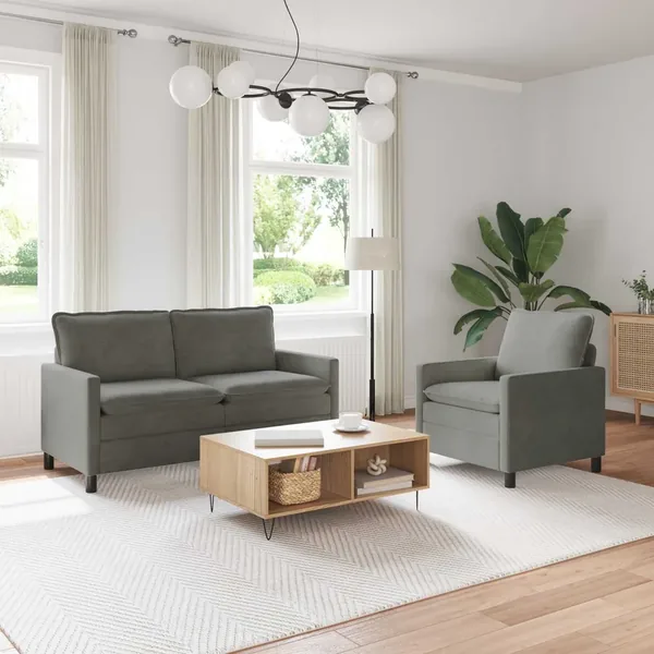 Ensemble de Canapés 2 pcs Gris clair Tissu