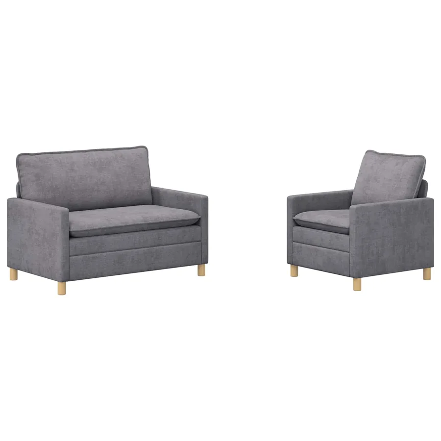 Ensemble de Canapés 2 pcs Gris clair Polyester - 2