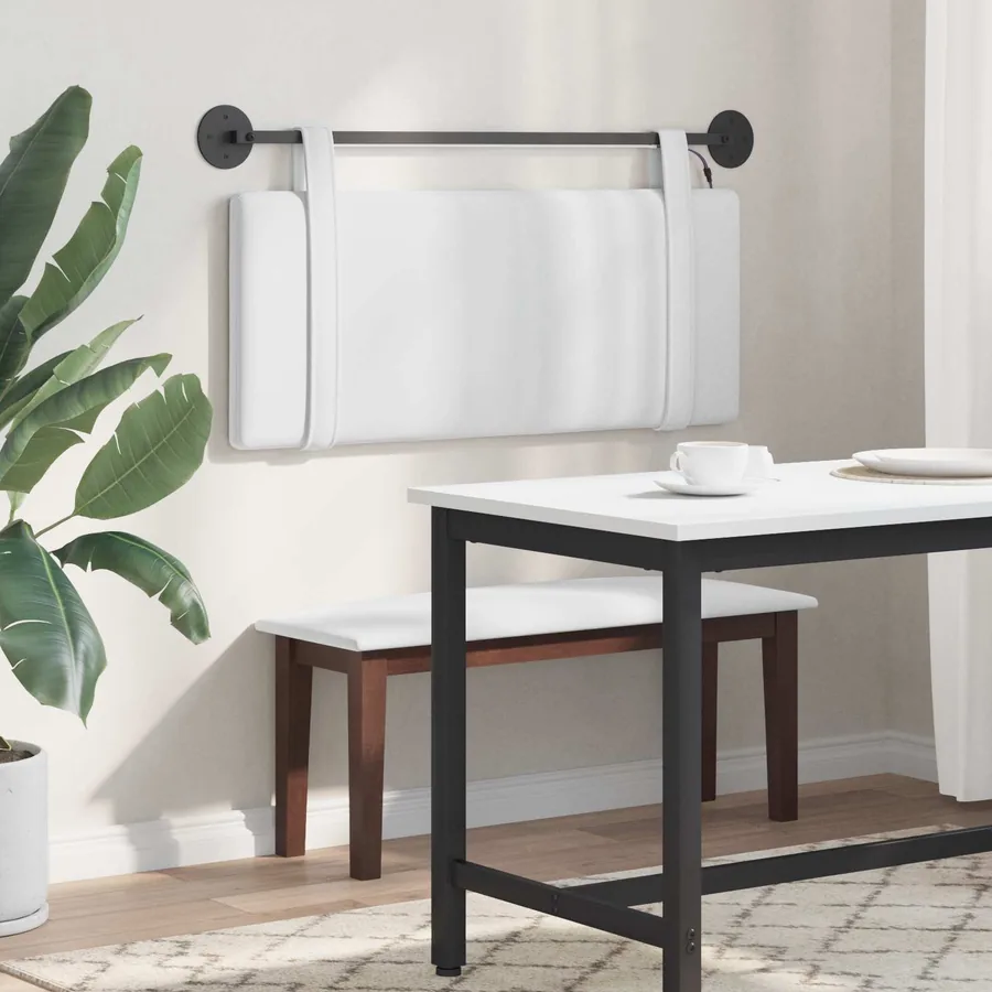 Tête de lit suspendue Avec lumière LED Blanc Tissu - 4