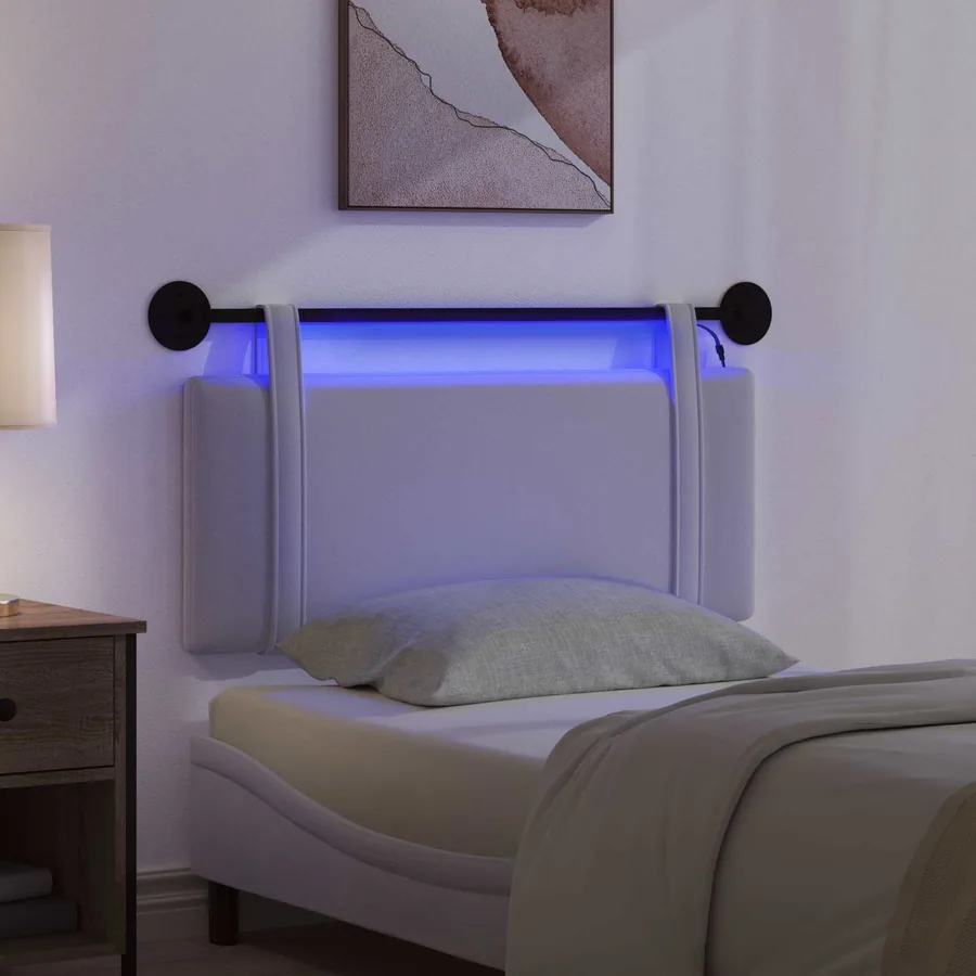 Tête de lit suspendue Avec lumière LED Blanc Tissu - 5