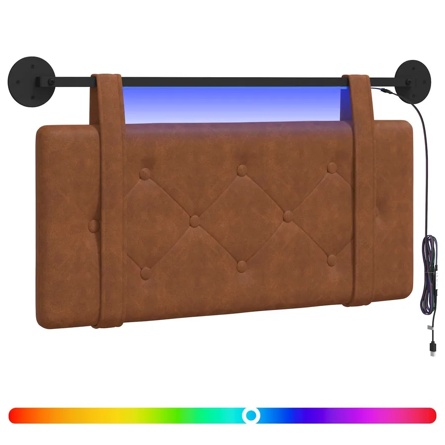 Tête de lit suspendue Avec lumière LED Marron PU antique - 2
