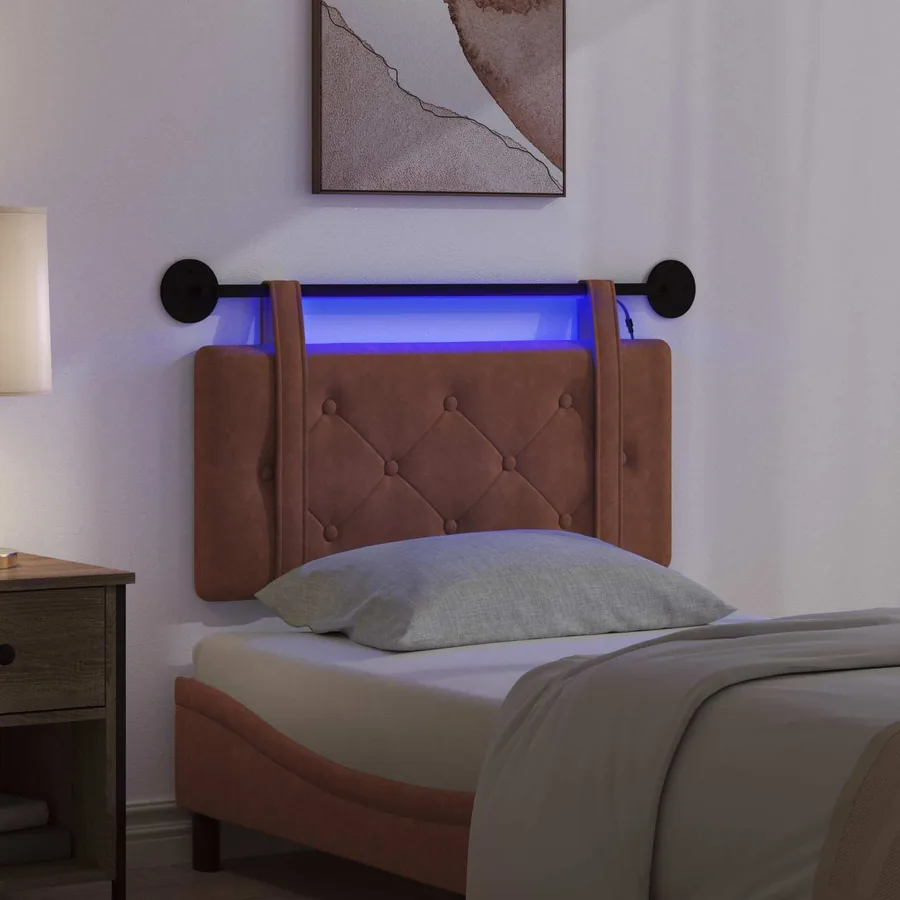 Tête de lit suspendue Avec lumière LED Marron PU antique - 5