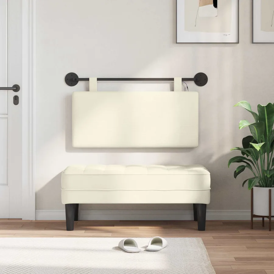 Tête de lit suspendue Crème Tissu en velours côtelé - 3