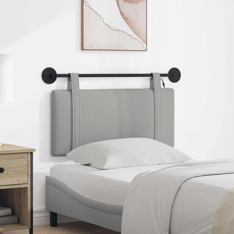 Tête de lit suspendue Gris nuage Tissu