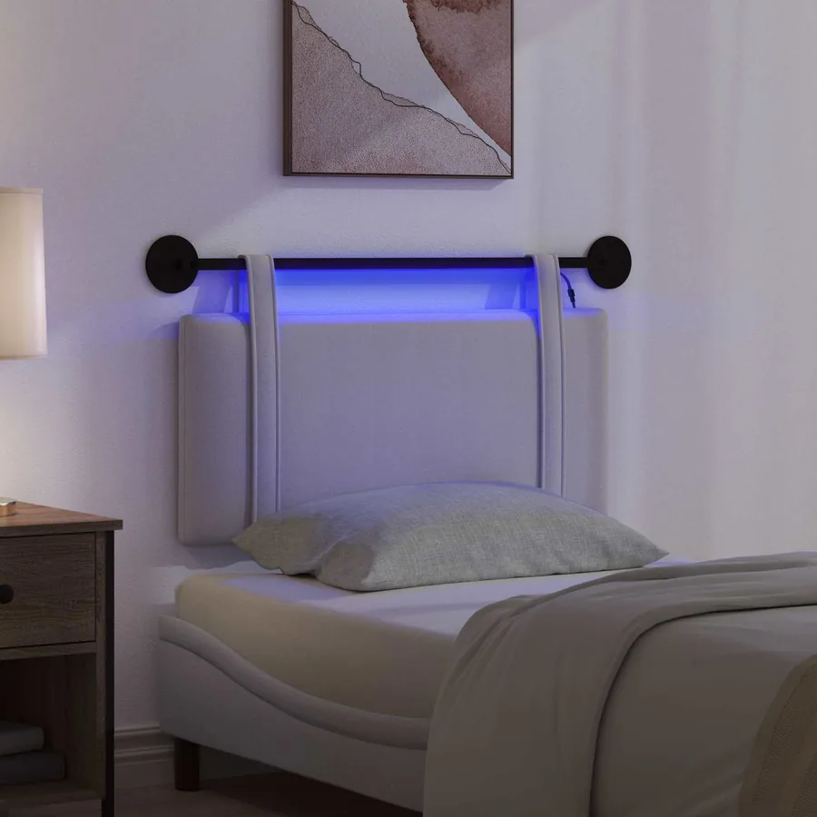 Tête de lit suspendue Gris nuage Tissu - 5