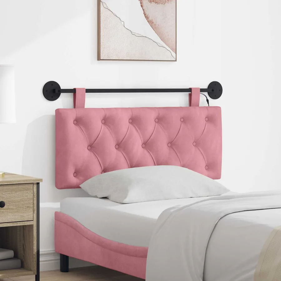 Tête de lit suspendue Avec lumière LED Rose Velours