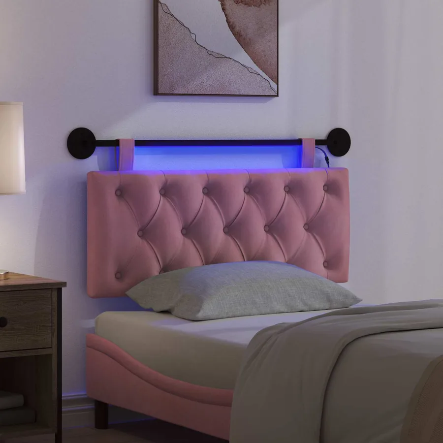 Tête de lit suspendue Avec lumière LED Rose Velours - 5