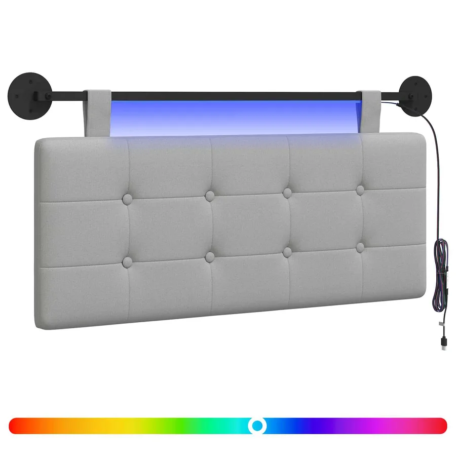 Tête de lit suspendue Gris nuage Tissu - 2