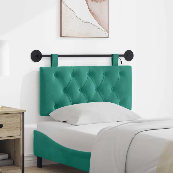 Tête de lit suspendue Avec lumière LED Turquoise Velours