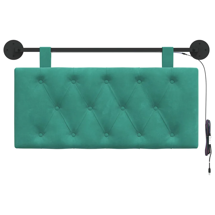 Tête de lit suspendue Avec lumière LED Turquoise Velours - 6