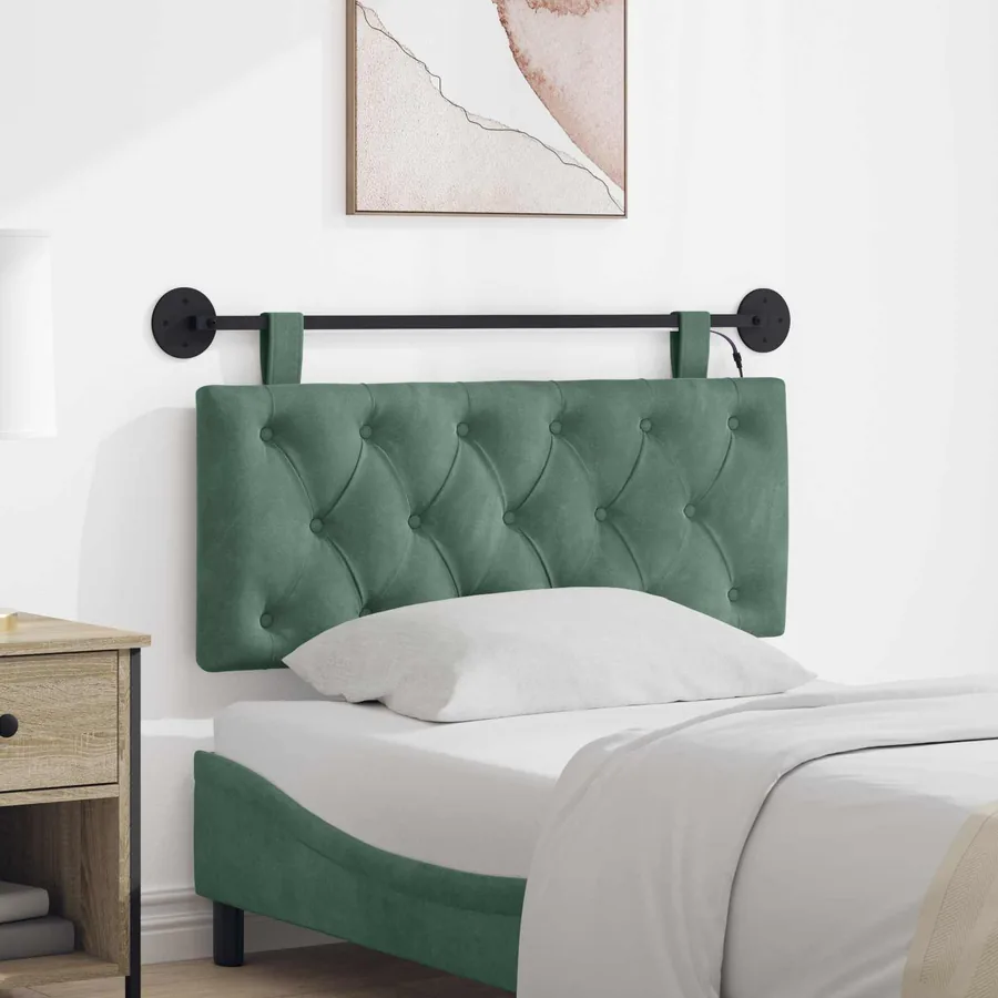 Tête de lit suspendue Avec lumière LED Vert Mer Velours