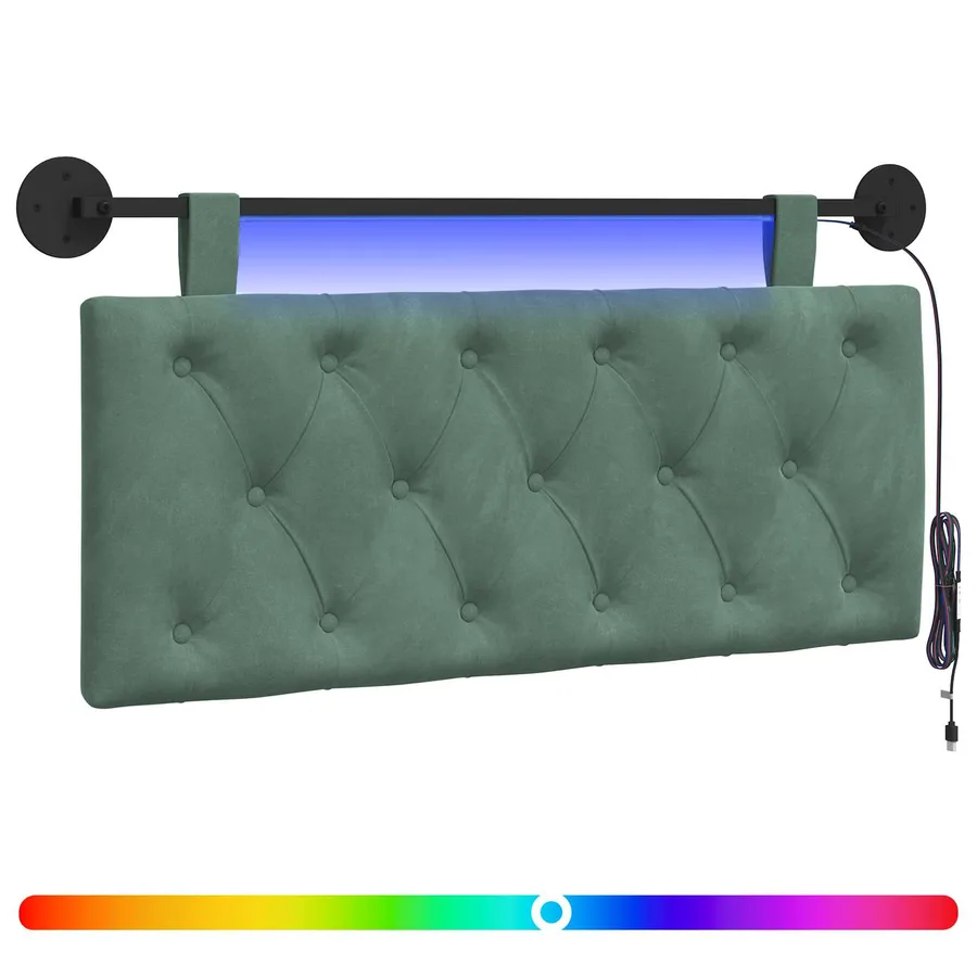 Tête de lit suspendue Avec lumière LED Vert Mer Velours - 2