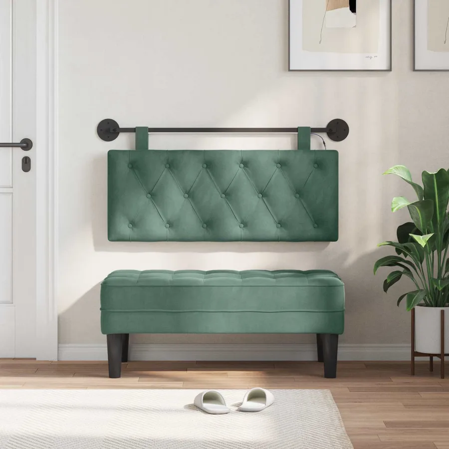Tête de lit suspendue Avec lumière LED Vert Mer Velours - 3