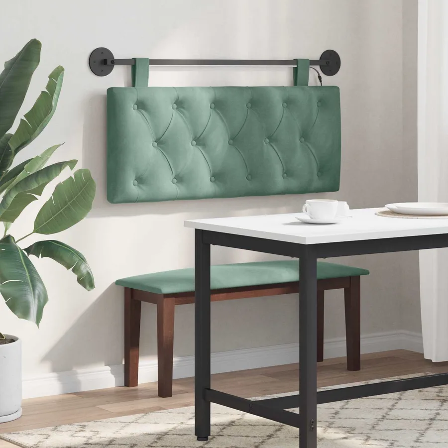 Tête de lit suspendue Avec lumière LED Vert Mer Velours - 4