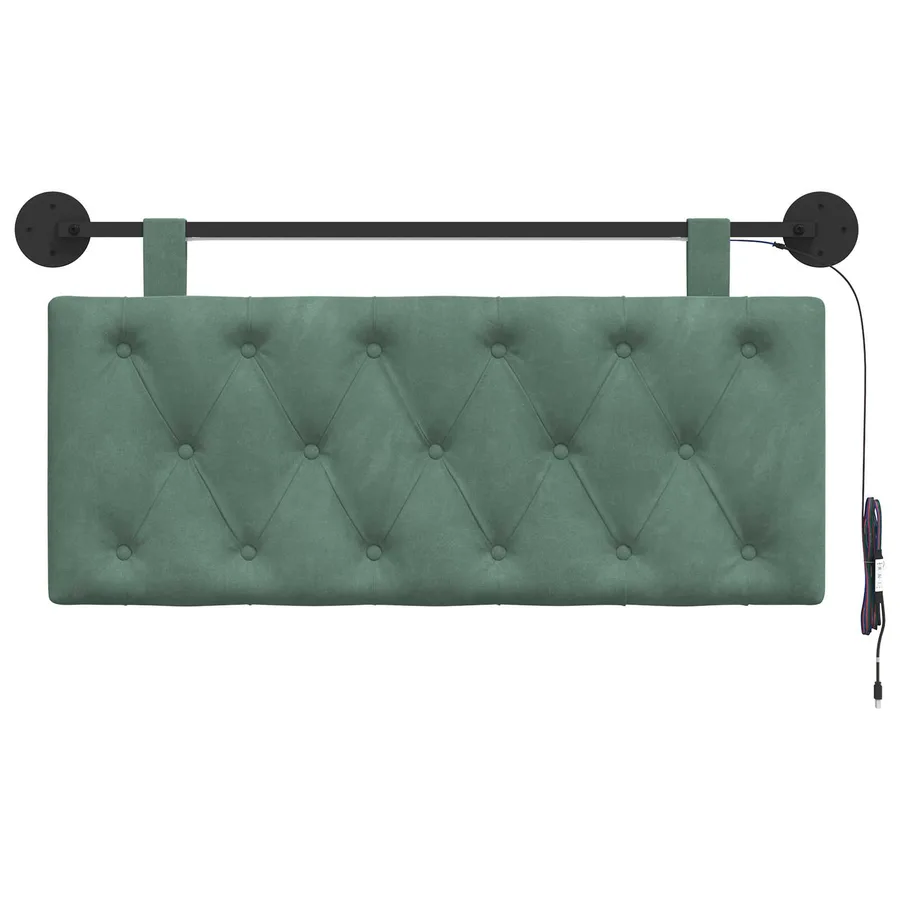 Tête de lit suspendue Avec lumière LED Vert Mer Velours - 6