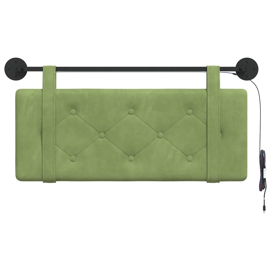 Tête de lit suspendue Avec lumière LED Vert clair Velours - 6