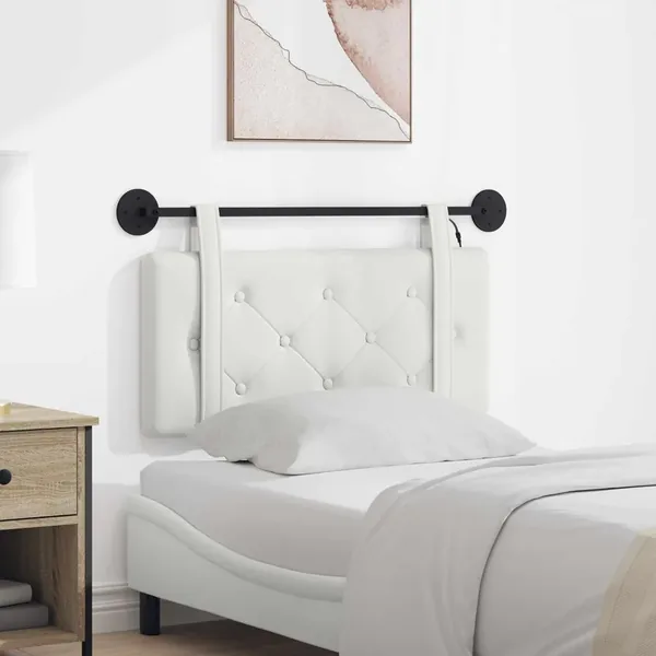 Tête de lit suspendue Avec lumière LED Blanc Simili cuir